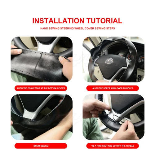 Cubierta de volante de cuero genuino hágalo usted mismo de 15" para Freightliner Cascadia 08-17 nueva Foto 2 de 4