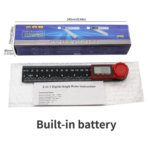 Digitaler Winkelsucher Winkelmesser (8 Zoll/200 mm) Messlineal mit LCD-Display - Bild 9 von 9