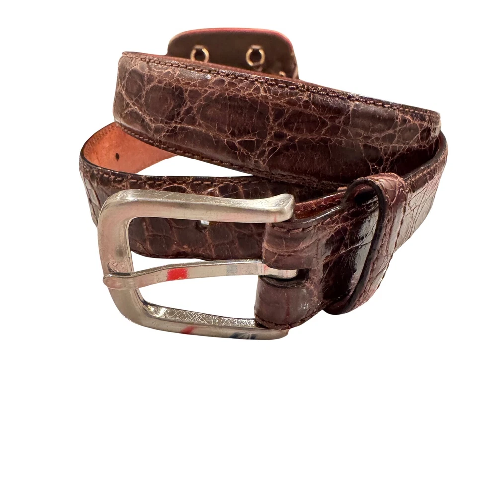 Tardini Genuine Caiman Crocodile Leather Belt Handmade Italy 34 women's preloved - Image 2 of 4