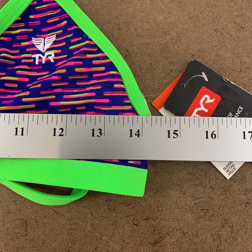 Top de natación de bikini Tyr Vitality para mujer verde coral cuello en V S nuevo Foto 4 de 4