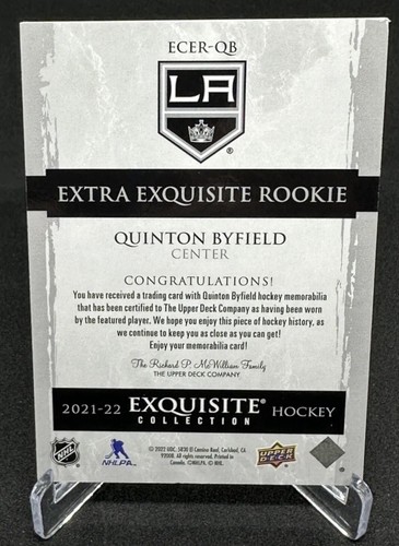 Jersey Number #55/299 RC Quinton Byfield 2021 Exquisite Extra Rookie Jumbo Patch - Picture 2 of 2