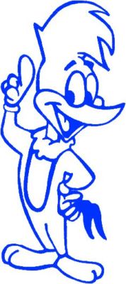 Vinyl Sticker - Blue Woody Woodpecker Cartoon Retro 1940's RUB-ON