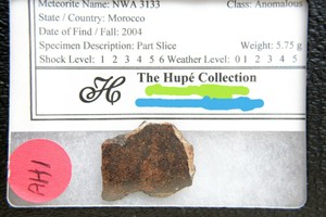 NWA-3133-CV7-Carbonaceous-Chondrite-Meteorite-5-75-gram-part-slice-with-history