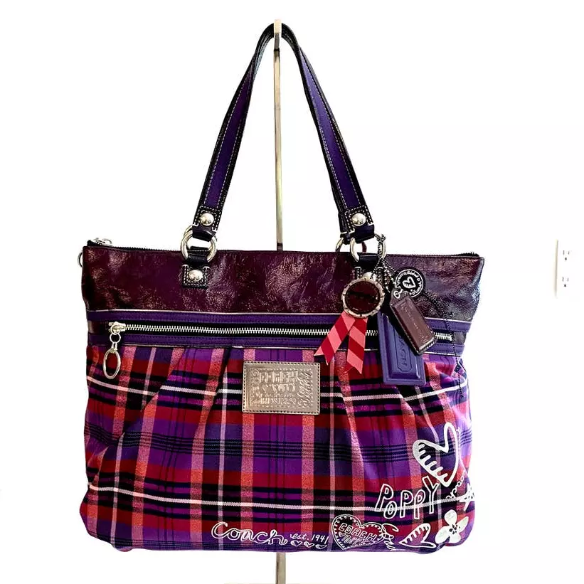 Coach | Bags | Coach Signature Poppy Tartan Spotlight Tote | Poshmark