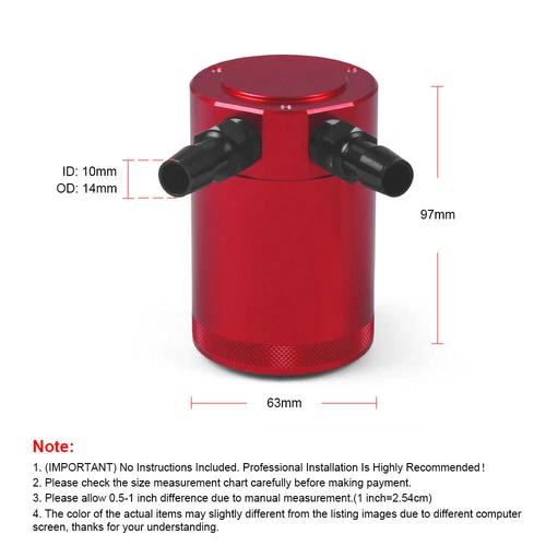 Red Aluminium PCV Baffled Oil Catch Can Tank Fit For 2016+ Chevrolet Camaro SS^ - Picture 3 of 9