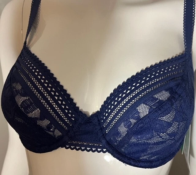 Nuevo Sujetador Passionata de Chantelle Marta Demi Copa Suave Nuevo con Etiquetas 34B Color Azul Marino Foto 2 de 4
