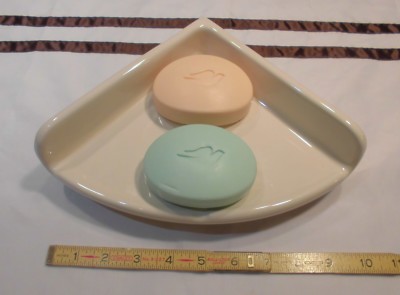 Ceramic New Stock...Large 7''... Corner Soap Dish-Shelf-Tray *Bright Almond*  NEW