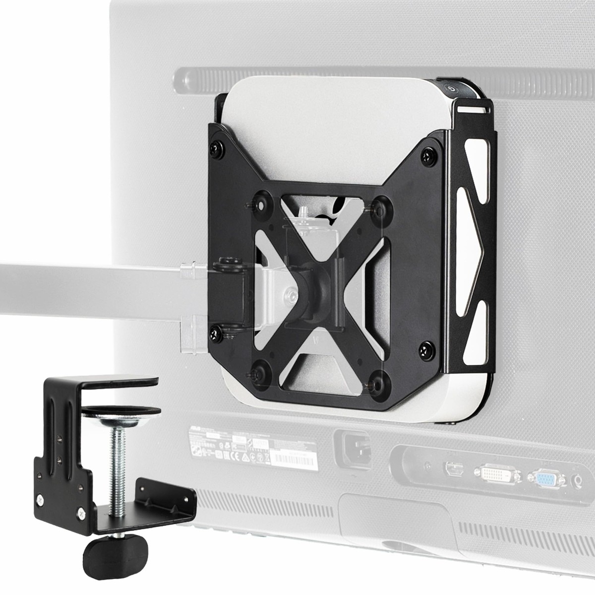 Behind Monitor VESA Mount Mac Mini 2010-2024 Desk Clamp CPU Holder