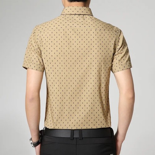 New Mens Dress Shirts Short Sleeves Casual Slim Fit Polka Dot Multicolor Shirts - Picture 7 of 14