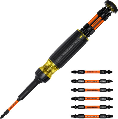 Klein Tools 32313HD 13-In-1 Multi-Bit Ratcheting Screwdriver, Double-Ended Impac