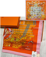 Unused w/box HERMES Carre 140 MAISON DES CARRES Cashmere Silk Wrap US duty free
