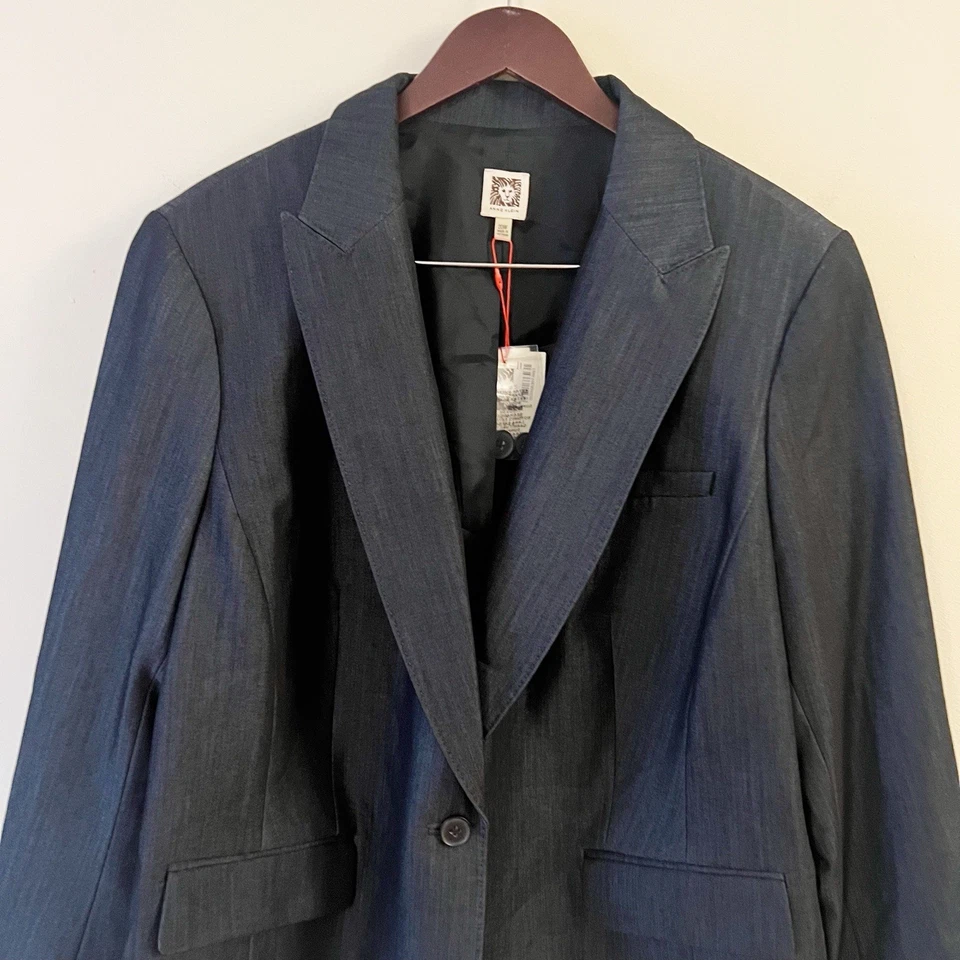 Chaqueta Blazer Anne Klein Azul Índigo Sarga Talla 20W NUEVA Foto 2 de 4