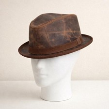 Leather cowboy hat for men brown