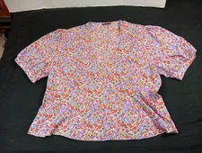 Shein Curve Womens 100% Polyester Floral V Neck Top Size 4XL