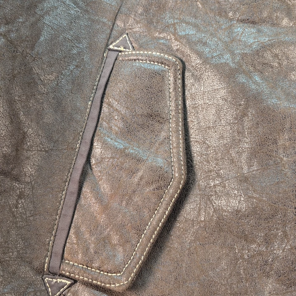 Perry Ellis Portfolio Mens XL Brown Bomber Jacket Faux Suede Cotton Blend Liner - Image 2 of 4