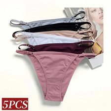 Low Rise Cotton Panties Solid Women's Soft Breathable Underwear S XL 5 Pcs