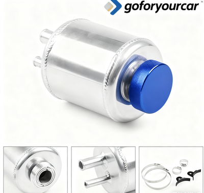 #ad Universal Aluminum Racing Power Steering Fluid Reservoir Tank w Hardware Clamps $24.38