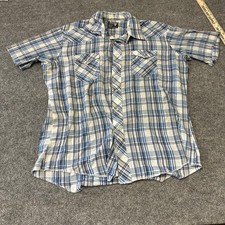 Wrangler Shirt Mens Size XL Blue Plaid Cowboy Cut Pearl Snap Western USA Made