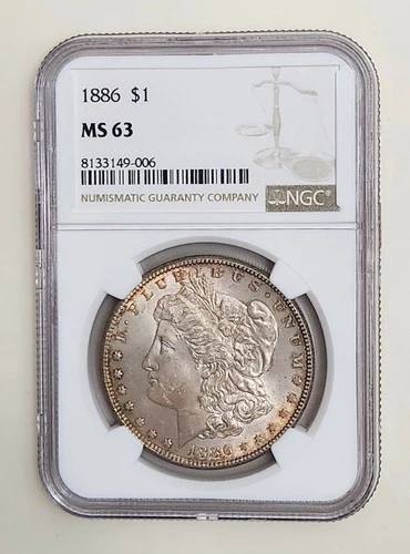 1886 Morgan Silver Dollar ~ NGC MS63 BU Toned Nice Patina ~ $1 US Ph Mint Coin