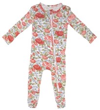 Posh Peanut Floral Rose Bamboo Footie Sleeper Pajamas 6-9 Months Red Rose Floral