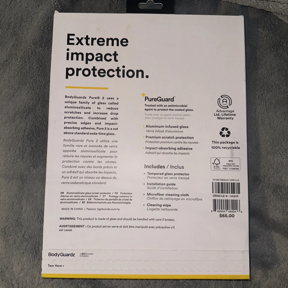 Body Guardz Pure 2 iPad Pro 12.9 inch Glass Screen Protector (2018-2022) - Image 2 of 4