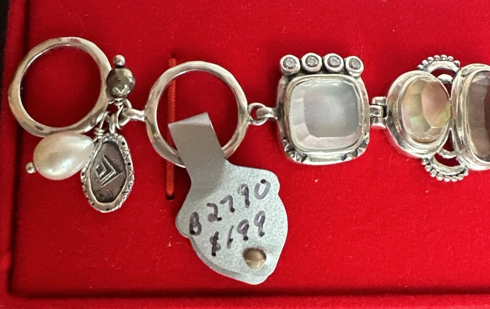 Pulsera "Ejemplar" Silpada Plata de Ley Pirita, Perla, Concha y Cristal B2790 Foto 2 de 4