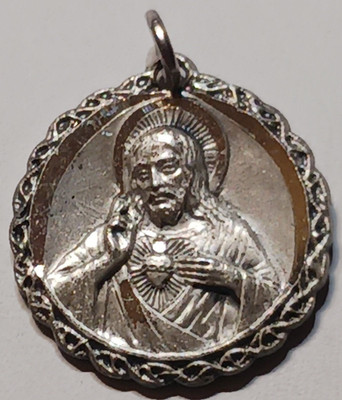 Herz Jesu Christi rund 925 massiv Sterling Silber Charm Anhänger
