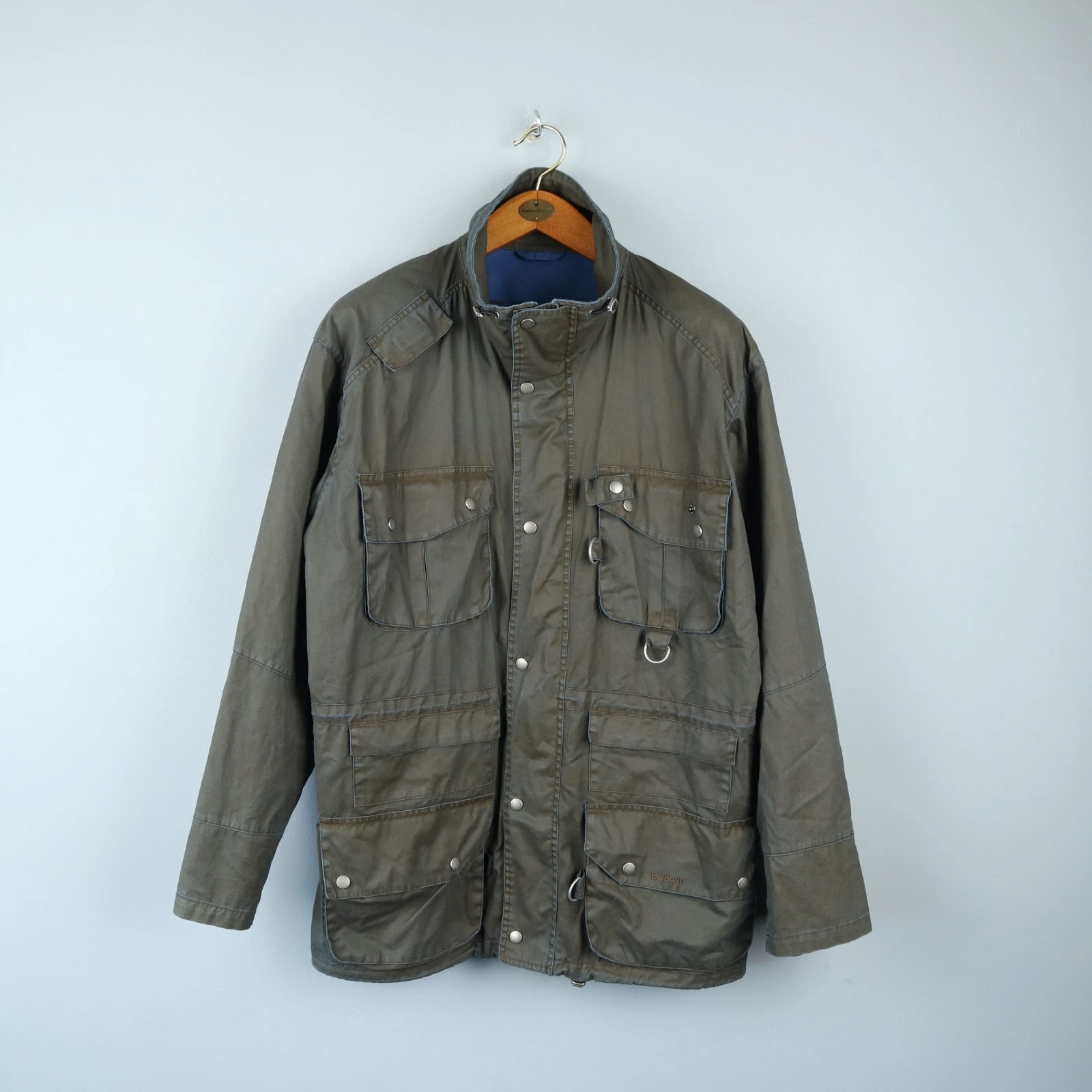 BARBOUR Mens Vintage Cotton D Ring Dryfly Fishing Spey Navy Jacket Size XXL