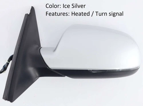 10 - 16 Audi A4 Heated Driver Side View Mirror Turn Signal Ice Silver