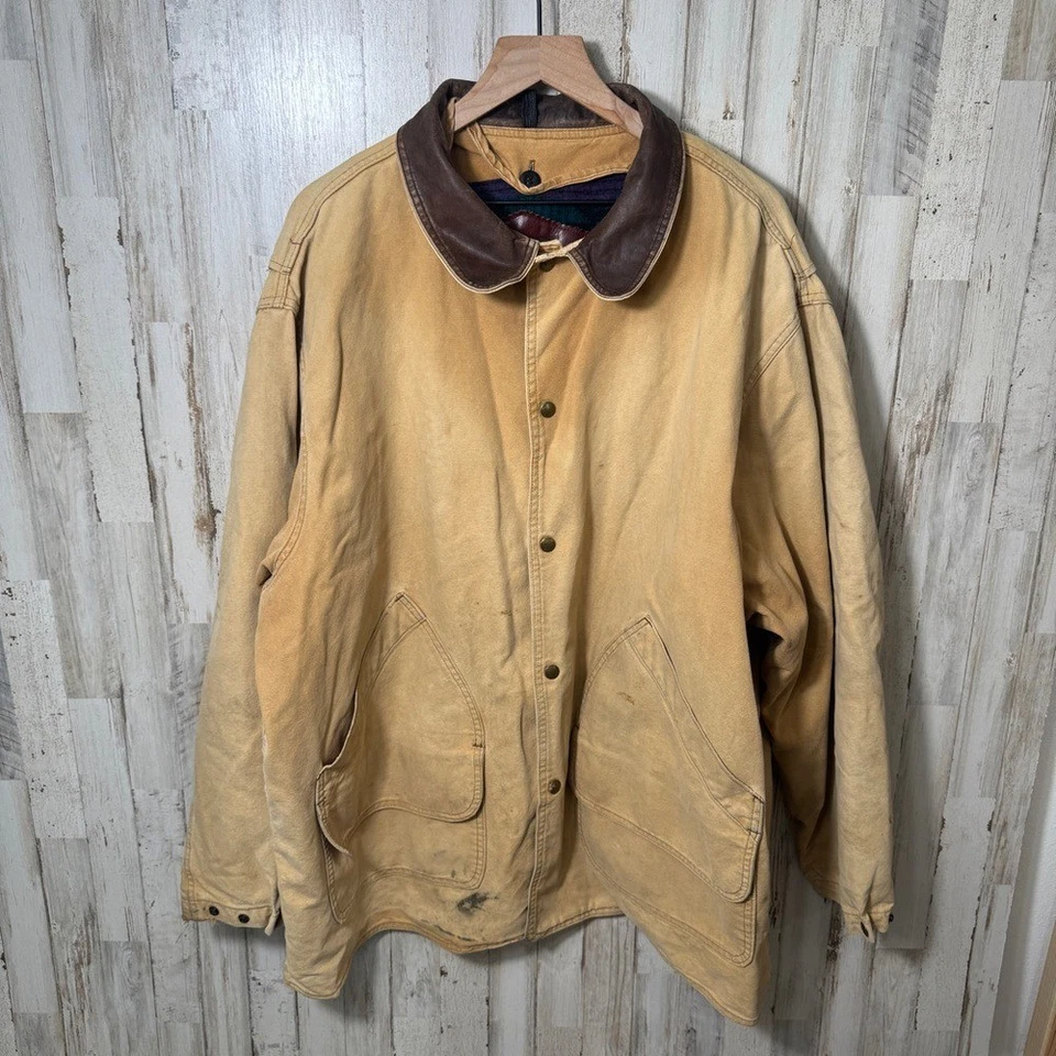 Chaqueta de Colección Woolrich Granero Tareas Lana Forrada Cuello de Cuero para Hombres XXL Foto 2 de 4