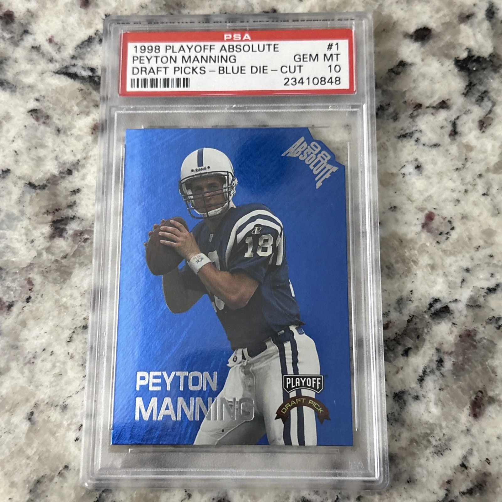 Peyton Manning Playoff Absolute Draft Picks #1 Blue Die-Cut