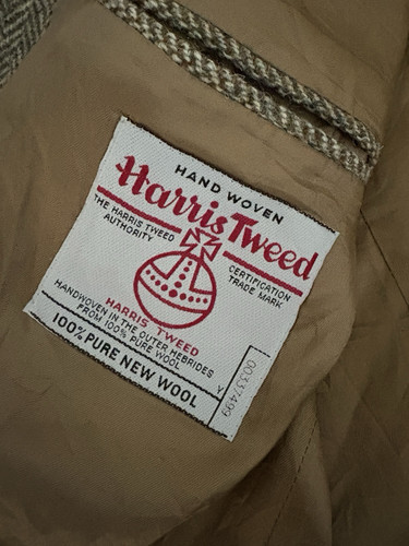 Harris Tweed Men’s Blazer Jacket Elbow Patches Brown Green Herringbone Brown 48 - Picture 12 of 14
