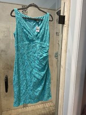 Lauren Ralph Lauren Women Petite Lace Empire Turquoise Green Dress 14P 251683415