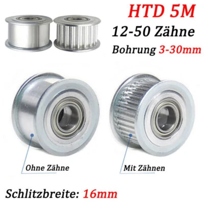 MARKENLOS HTD 5M Zahnriemenscheibe Spannrolle 12~50 Zähne 3~30mm Bohrung,für 15mm Breite