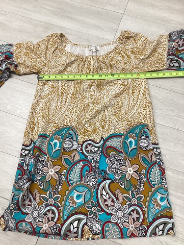 Entro Boutique Tassel Bell Sleeve Lined Print Dress Women’s Small - Picture 6 of 7