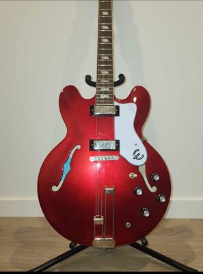Semi hollow maple epiphone guitar for sale. Lightly used  and still has a shine