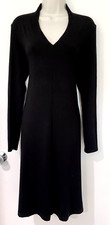 Eileen Fisher Jersey Knit Dress: V-Neck Layering Sz S Black LBD Long Sleeve