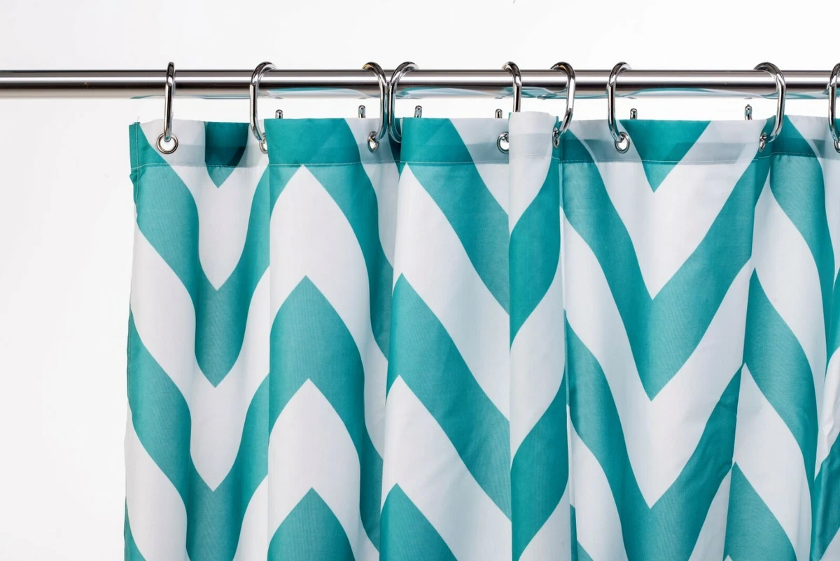 Aqua chevron shower curtain deals
