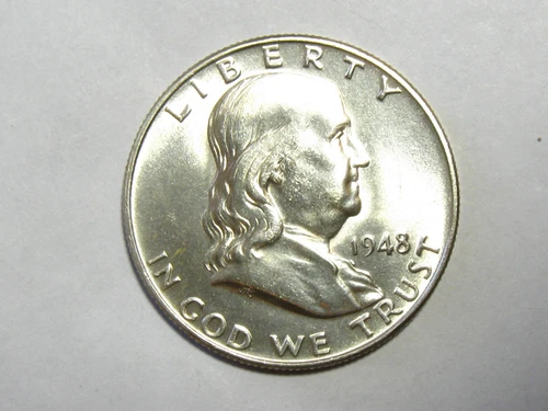 BU Uncirculated 1948 Franklin Half Dollar - FBL Full Bell Lines -#9738-1