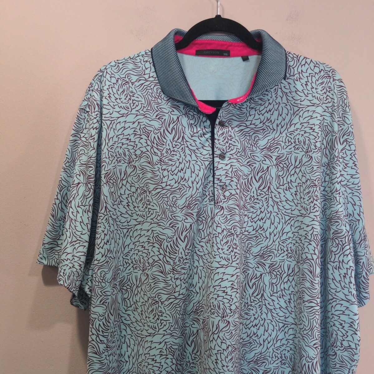 Greyson Mens Den of Thieves SS Polo Size XXL Blue Printed