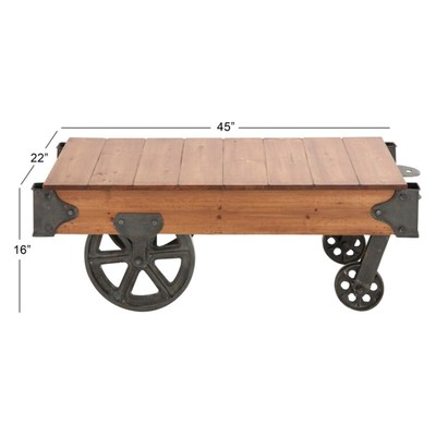 One Steampunk Coffee Table Wood Iron Industrial Railroad Factory Cart For Sale Online Ebay
