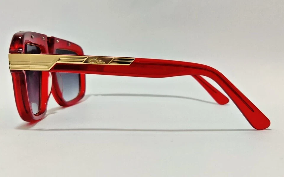 Gafas de sol con montura de cristal rojo y dorado lentes tintadas grises para hombre y mujer Gafas nuevas con etiquetas Foto 4 de 4