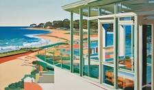 Homage Hockney Bondi Beach 103 Landscape Sea Beach 120x70 Bauhaus/Art Deco