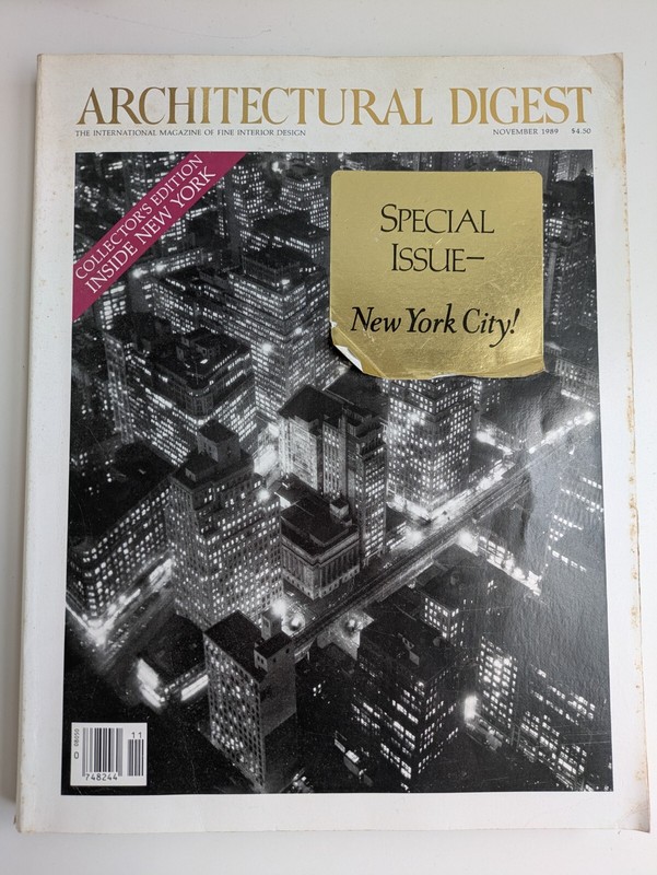 Architectural Digest Magazine November 1989 Inside New York City