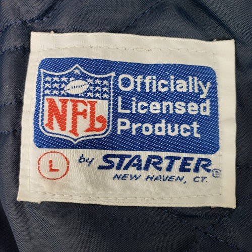 Vintage 80s Starter Chicago Bears Satin Bomber Jacket Mens Large Blue Button NFL - Picture 21 of 22
