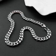 Heavy Miami Cuban Curb Link Chain Stainless Steel Necklace 12mm Highly Polished