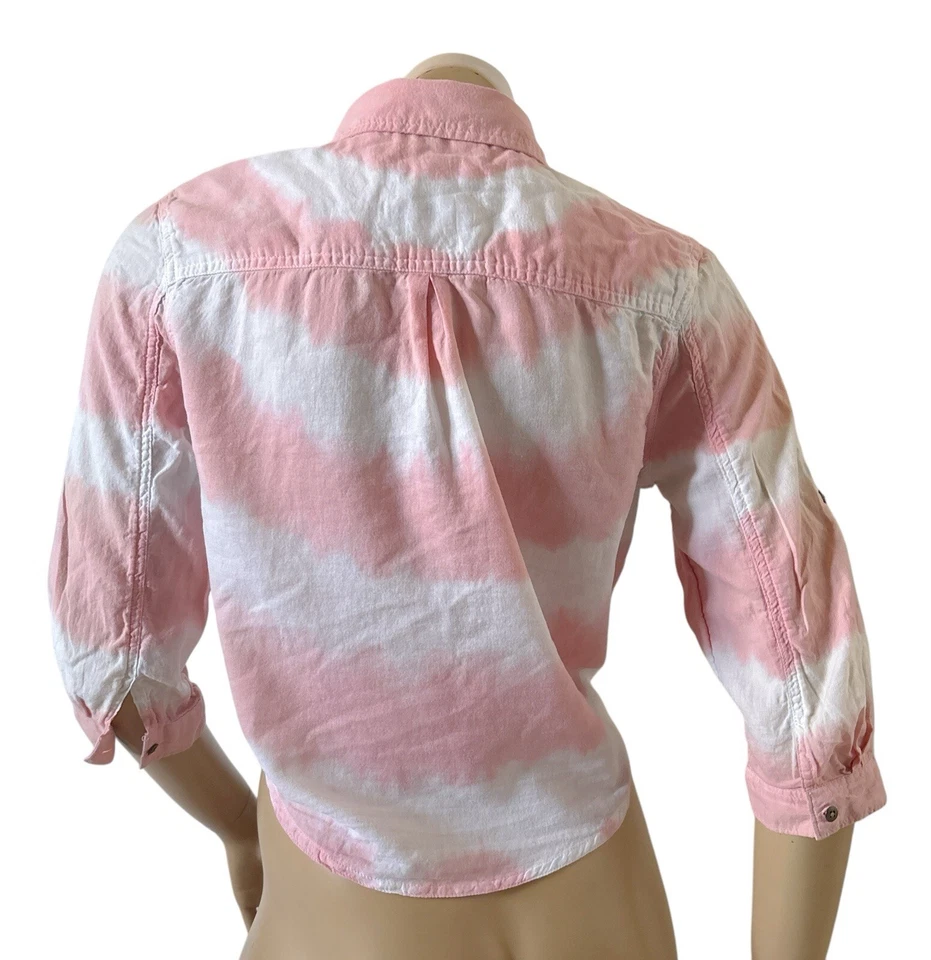 Camisa atada con botones manga 3/4 convertible tie dye talla grande ARIZONA para mujer Foto 4 de 4
