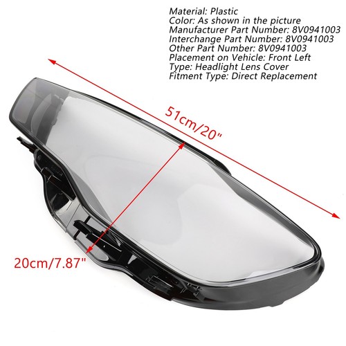 Headlight Cover Headlamp Lens Left For Audi A3 2013~16 Clear - Picture 3 of 13