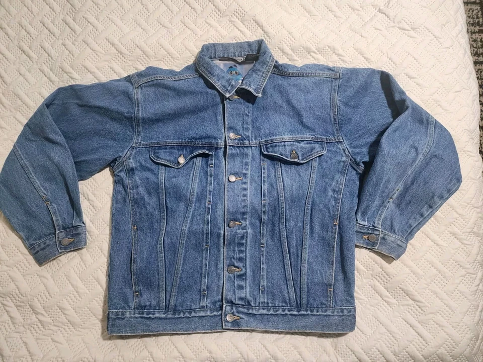 Rare VTG 90s M&M’s Studios Blue M&M Full Button Up Jean Denim Jacket Size M..Men - Image 2 of 4