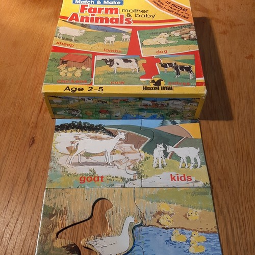 VINTAGE 10 easy jigsaws farm animals mother baby by Hazel Mill Early years vgc